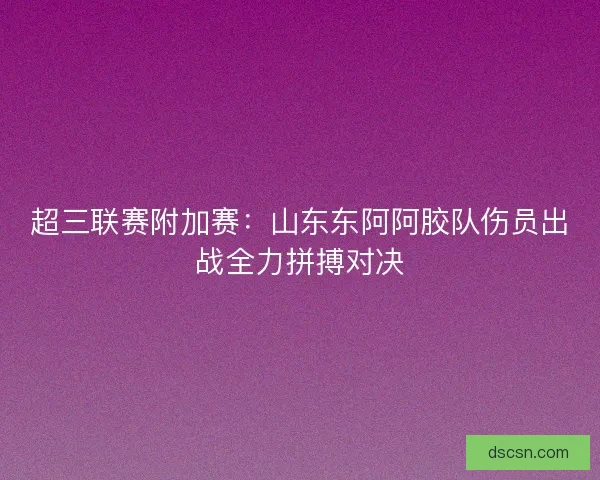 超三联赛附加赛：山东东阿阿胶队伤员出战全力拼搏对决